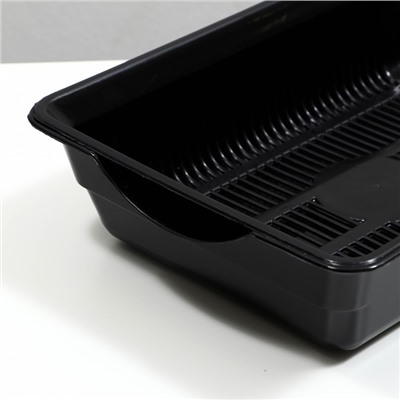 Туалет для кошек, 36×25×9 с, глубокий, с сеткой, пластик, чёрный