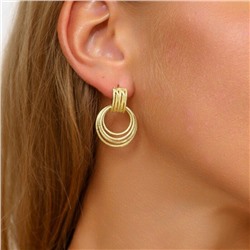 Комплект ювелирной бижутерии в геометрическом стиле Итальянское золото (покрытие желтое 14к), серьги, кулон и кольцо 19 р, покрытие позолота, Уценка, арт.08.2126