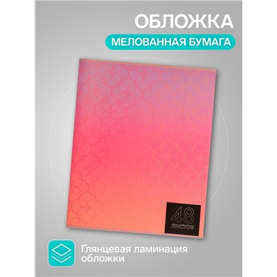 Комплект тетрадей из 5 штук (4 разные + 1 повторяющаяся), 48 листов в клетку Calligrata "Мыльные пузыри", обложка мелованная бумага, блок №2, белизна 75% (серые листы)