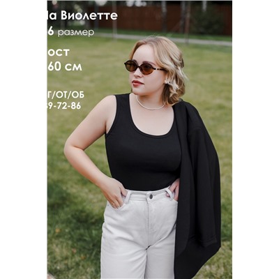 Майка базовая в рубчик черная НАТАЛИ, 1196376