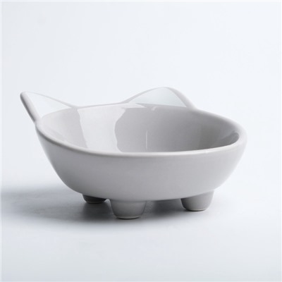 Миска «Голова кота», 150 мл, 14×12.5×6.5 см, керамика, серая