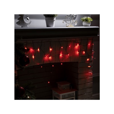 Гирлянда «Бахрома» 1.8×0.5 м, IP20, тёмная нить, 48 LED, свечение красное, 8 режимов, 220 В