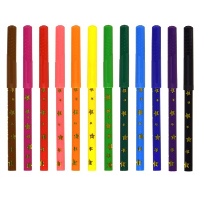 Фломастеры 12цв "ЗВЕЗДОЧКИ" смываемые ФФКМ12 Каляка-Маляка