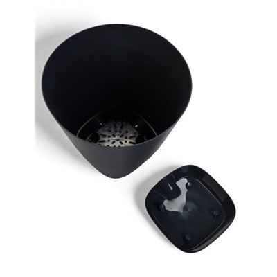 Горшок для цветов «Гранд», 15 л, d=29.5 см, h=31 см, пластиковый, с прикорневым поливом, графитовый