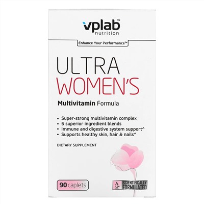 Vplab, Ultra Women’s, мультивитамины для женщин, 90 капсул