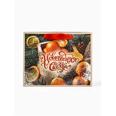 Пакет подарочный новогодний бумажный, «Новогодняя сказка», 24×20×11 см