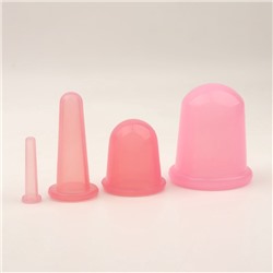 Набор вакуумных банок для массажа, силиконовые, d 7/5,5/3,9/1.6 см, 4 шт., цвет розовый