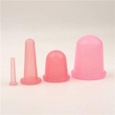 Набор вакуумных банок для массажа, силиконовые, d 7/5,5/3,9/1.6 см, 4 шт., цвет розовый