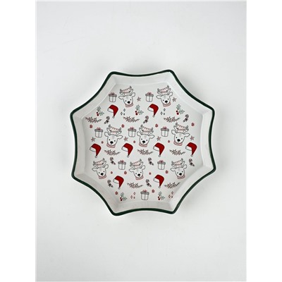 Блюдо керамическое «Новогодние олени», 21×21×3 см, ручная работа