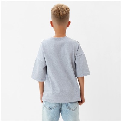 Футболка детская однотонная MINAKU: Basic Line, цвет серый меланж, однотонная, рост 116 см