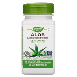 Nature's Way, Aloe Latex with Fennel, 140 mg, 100 Vegan Capsules