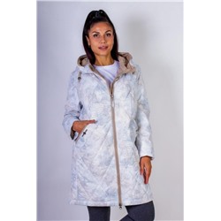 Элегантная демисезонная куртка с капюшоном Листья арт.338 (Бежевый)