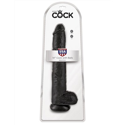 Чёрный фаллоимитатор-гигант 14  Cock with Balls - 37,5 см.