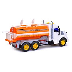 Профи, поливочный автомобиль инерционный (со светом и звуком) (оранжевый) (в коробке)