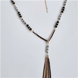Колье , цвет цепочек: черный и золотистый, вставка: камни переливающиеся, арт.032.547