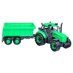Трактор "Прогресс" с прицепом инерционный (зелёный) (в коробке)