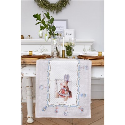 Дорожка на стол Этель «Пасхальные Тильды», 40×146 см, 100% хлопок, саржа 190 г/м², белая/розовая