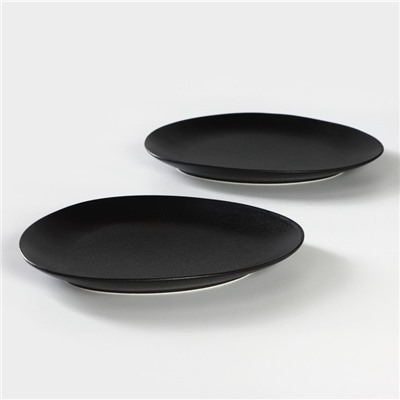 Тарелки Magistro Carbon, 26×23 см, набор 2 шт., фарфор, чёрные