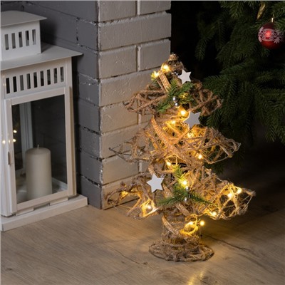 Светодиодная фигура «Ёлка» 32×44×10 см, металл, текстиль, батарейки ААх2 (не в комплекте), свечение тёплое белое