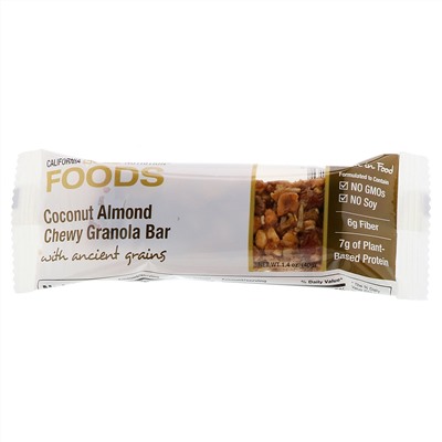 California Gold Nutrition, Foods, жевательные батончики с кокосом и миндалем, 12 батончиков весом 1,4 унции (40 г) каждый