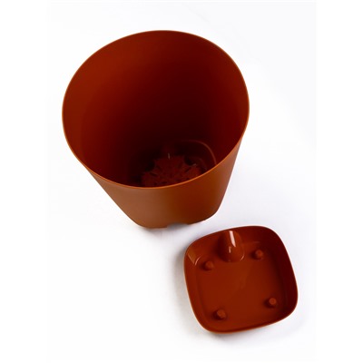 Горшок для цветов «Гранд», 15 л, d=29.5 см, h=31 см, пластиковый, с прикорневым поливом, коричневый