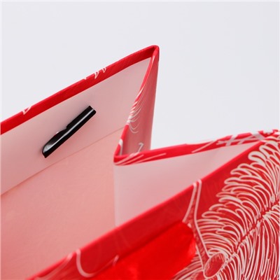 Пакет подарочный новогодний под бутылку «Перья», 13×36×10 см