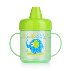 Поильник-непроливайка с жестким носиком, с ручками, ассорти, 200 мл, 5+, 1шт.