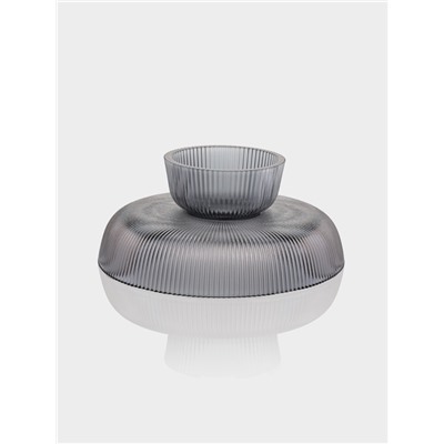 Ваза для фруктов «Камелия», 26×11 см, 2 л, стекло, серая