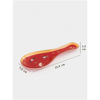 Подставка под ложку новогодняя Доляна «Сказочные истории», 21.5×7.5×1.5 см, стекло, красная