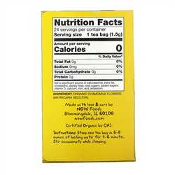 Now Foods, Real Tea, органический чай, ромашка, без кофеина, 24 чайных пакетика, по 1,5 г