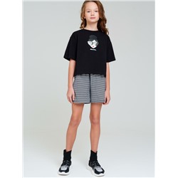 Комплект трикотажный для девочек: фуфайка (футболка), шорты