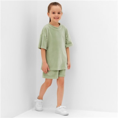 Костюм детский (футболка, шорты) KAFTAN Plushy, размер 30 (98-104 см), зелёный