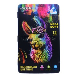 Карандаши цветные "Triolino Ultra 4М" 12 цветов, 4М, диаметр грифеля 3 мм, трехгранные, в подарочной металлической коробке