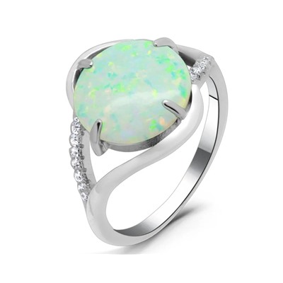 Кольцо из серебра опал белый, МОВ0318