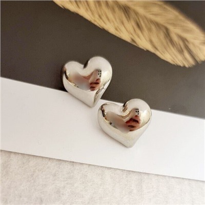 Серьги сердца, цвет серебристый, 05025, арт.001.496