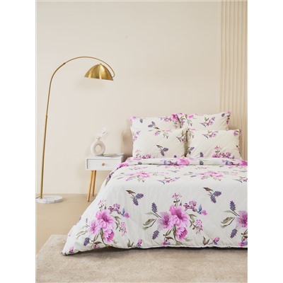 Постельное белье зима-лето из поплина с простыней на резинке - Джина