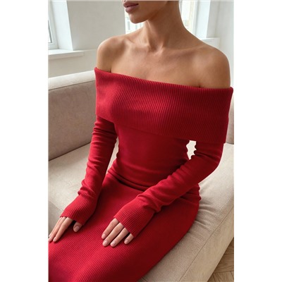 Женское вязаное платье с открытыми плечами Happyfox