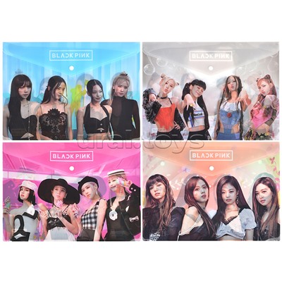 Папка конверт  на кнопке  Girls Band, 26 х 36 см,, пластиковая, плотность 180 мкм, 4 дизайна в ас