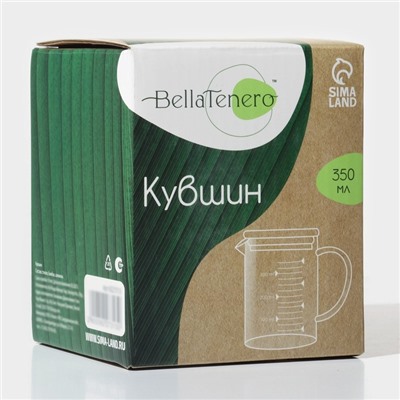 Кувшин для воды BellaTenero «Эко», 350 мл, 12.5×7.5×11.5 см, стекло, с бамбуковой крышкой, мерная шкала, МИКС