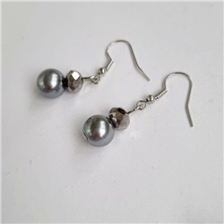 Комплект колье и серьги, цвет бусин: серебристый, арт.204.172