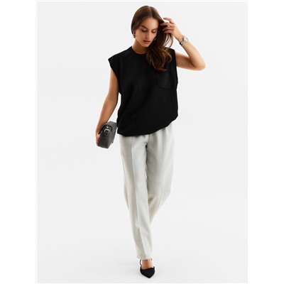 Брюки женские с защипами MINAKU: Modern classic, серые, размер 46