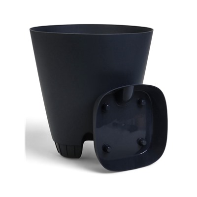 Горшок для цветов «Гранд», 28 л, d=37 см, h=38 см, пластиковый, с прикорневым поливом, графитовый