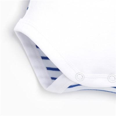 Боди детское, цвет белый/голубой, рост 56 см