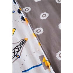 Детское постельное белье  с простыней на резинке  90*200 Юный строитель