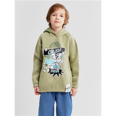 Толстовка (худи) детская MINAKU: CRUSH, оливковая, рост 104 см