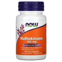 Now Foods, наттокиназа, 100 мг, 60 вегетарианских капсул