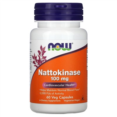 Now Foods, наттокиназа, 100 мг, 60 вегетарианских капсул