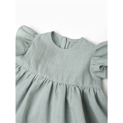 Комплект для девочки (туника, шорты) MINAKU, серо-зеленый, размер 74-80