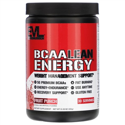 EVLution Nutrition, BCAA Lean Energy, Fruit Punch, 11.32 oz (321 g)