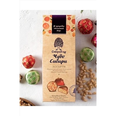 Конфеты Ассорти 5 вкусов "Чудо Сибири" грильяж, марципан, ягодень 90г ЭКОПРОДУКТЫ, 1183503